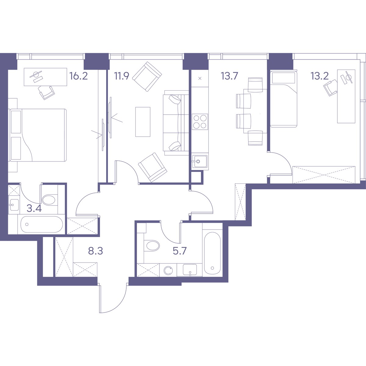 Планировка 72.4 м²