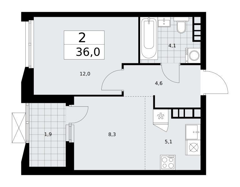 Планировка 36.0 м²