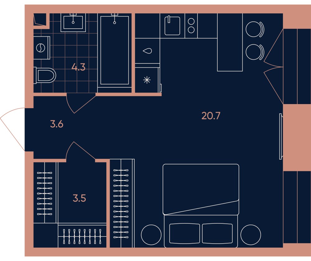 Планировка: 1-комнатная, 32.3 м²