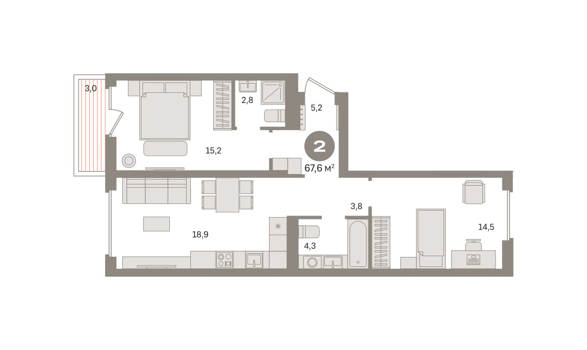 Планировка 67.63 м²