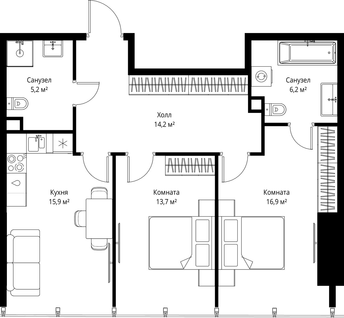 Планировка 72.1 м²