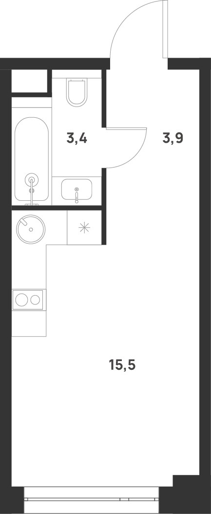 Планировка 22.8 м²