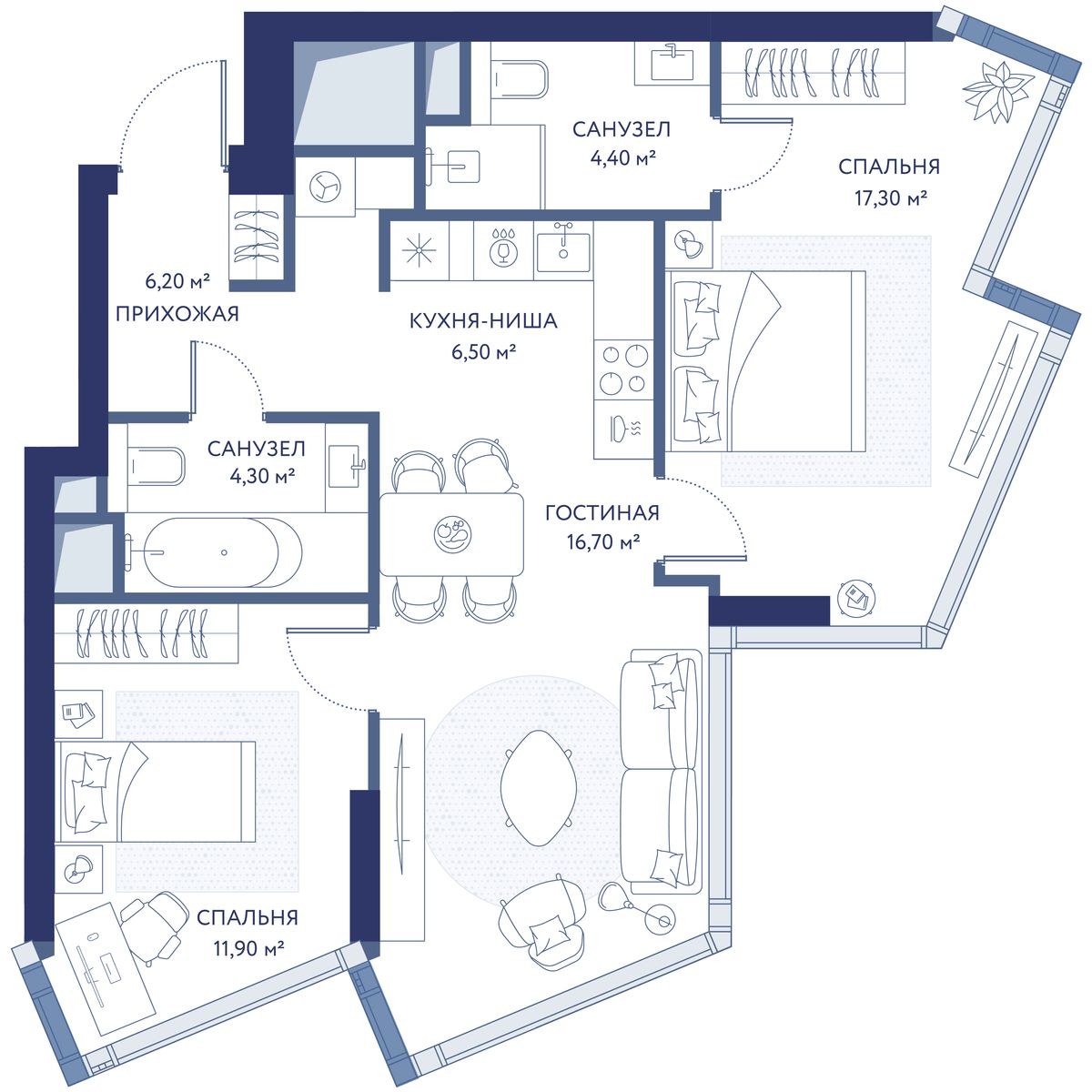 Планировка 67.3 м²