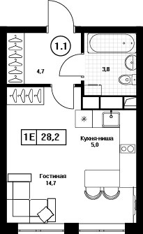 Планировка 28.2 м²
