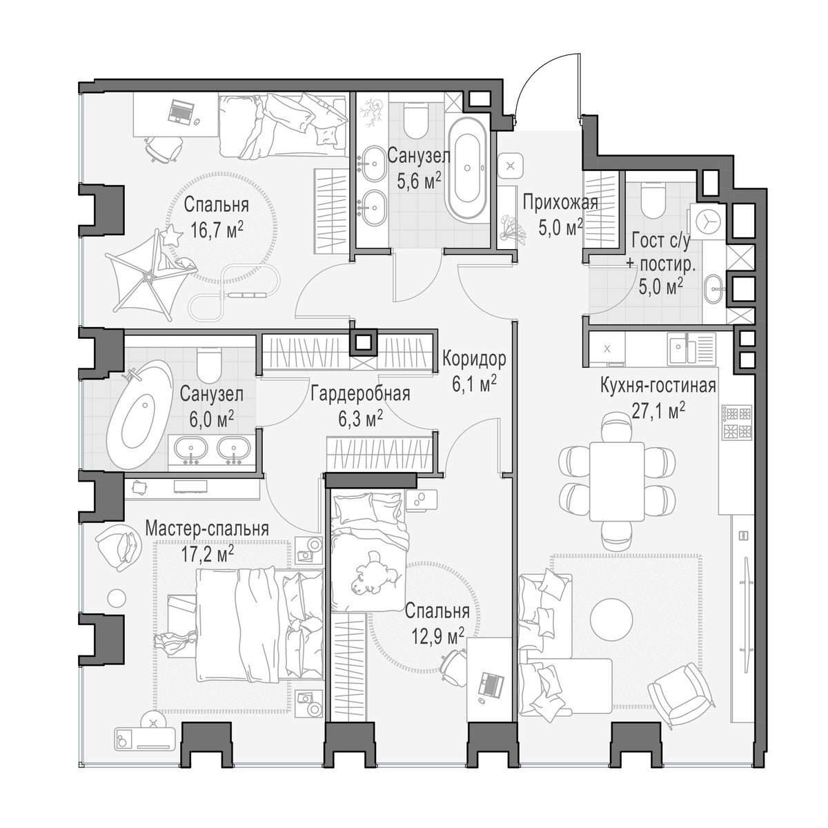 Планировка 107.8 м²