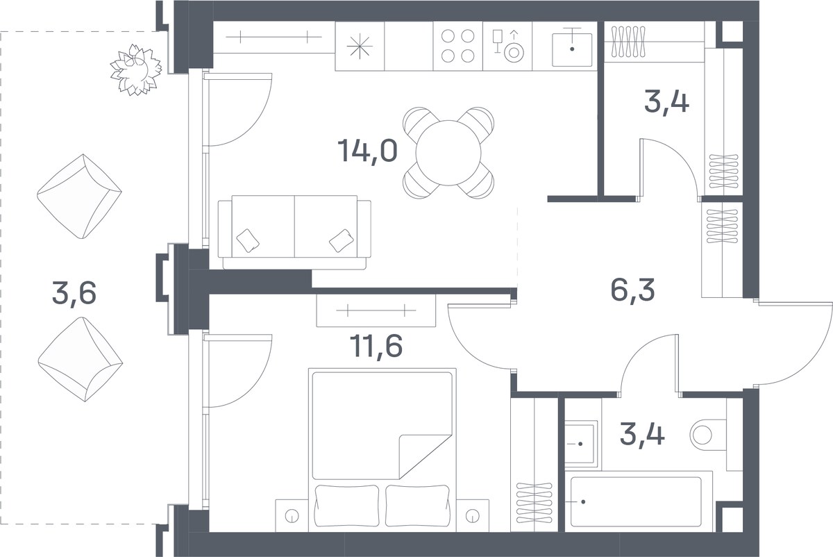Планировка 42.4 м²