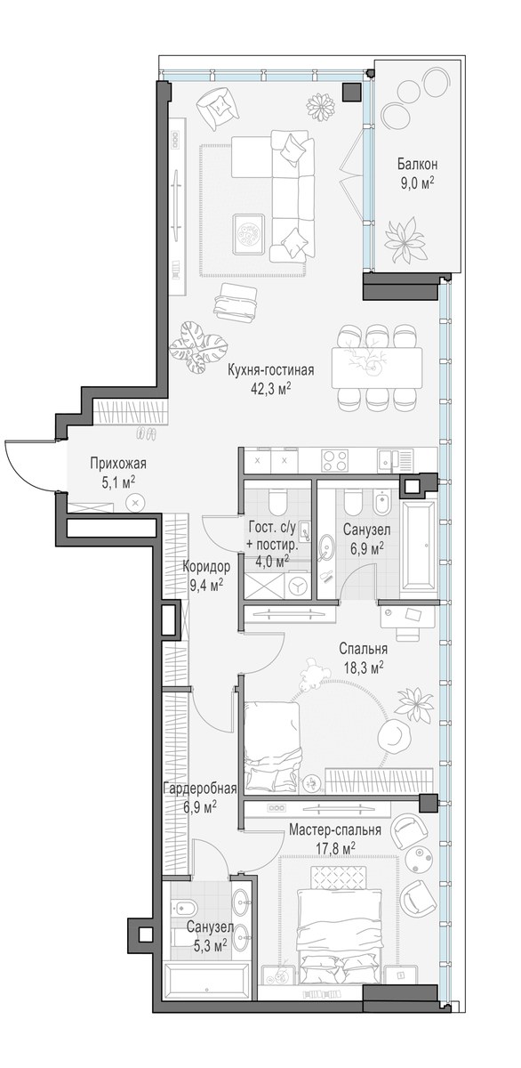 Планировка 118.9 м²