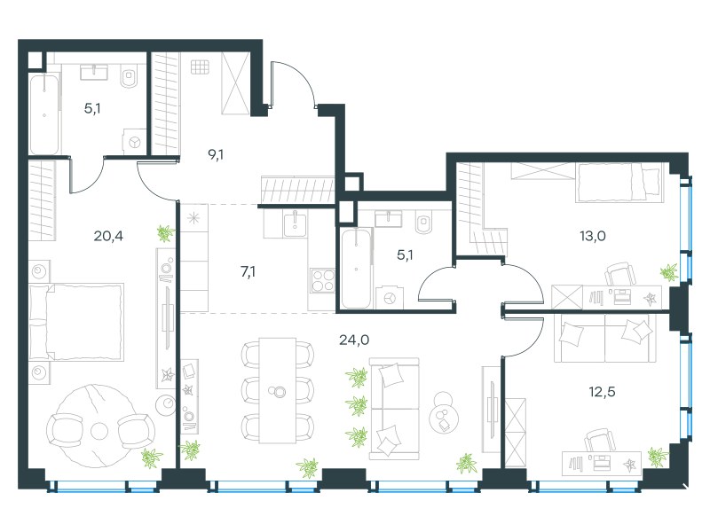 Планировка 96.3 м²