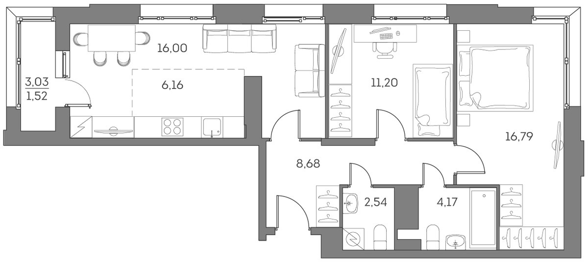Планировка 67.06 м²