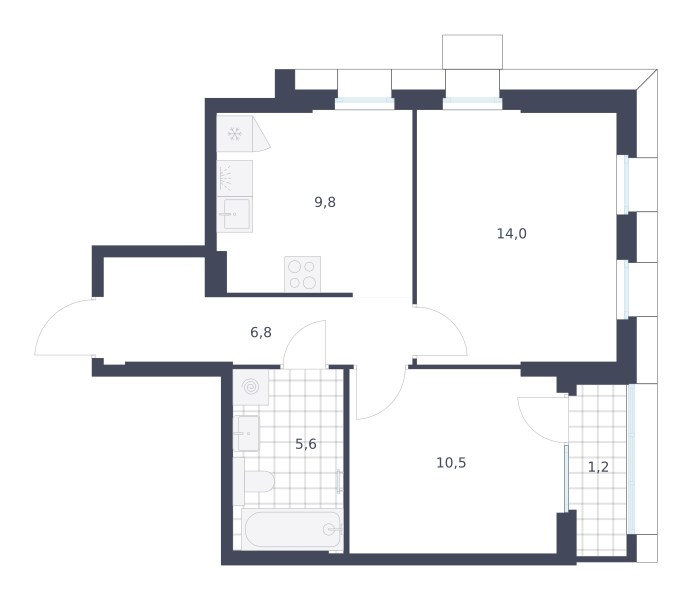 Планировка 47.9 м²