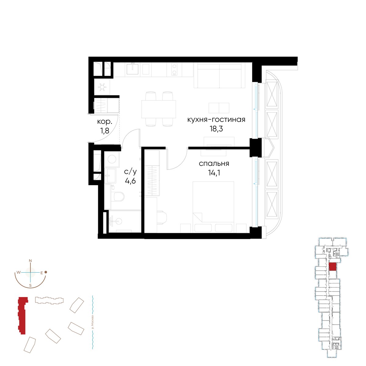 Планировка 38.8 м²