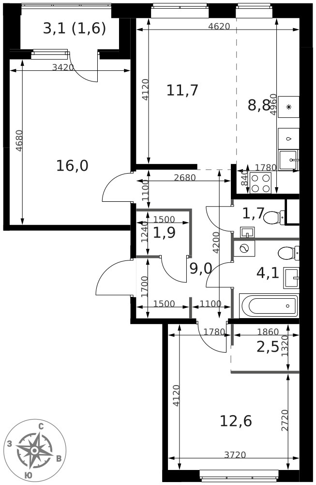 Планировка 69.9 м²