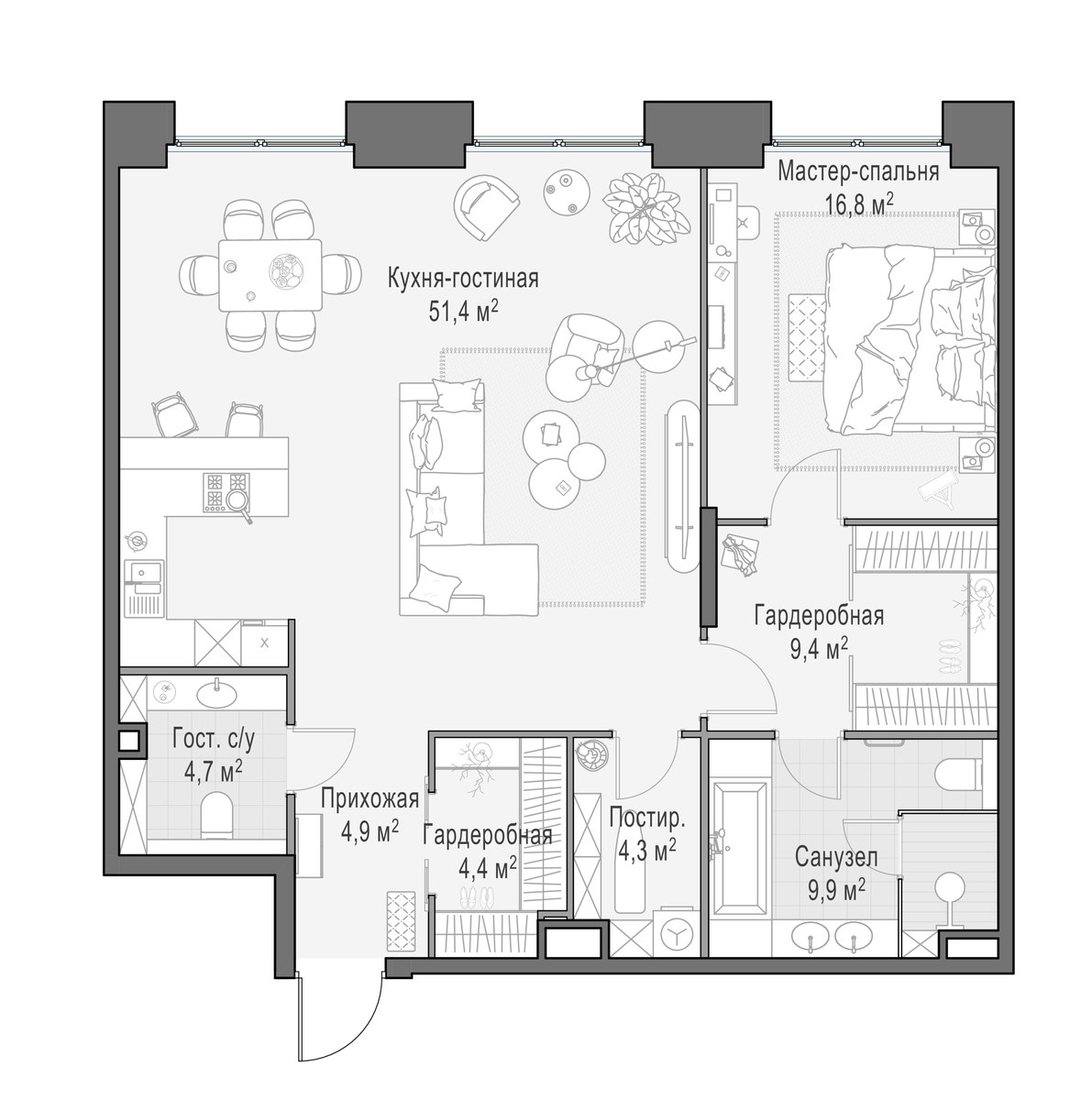 Планировка 105.3 м²