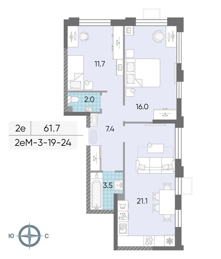 Планировка 63.2 м²
