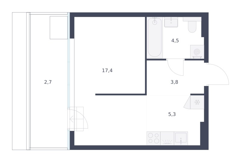 Планировка 33.7 м²