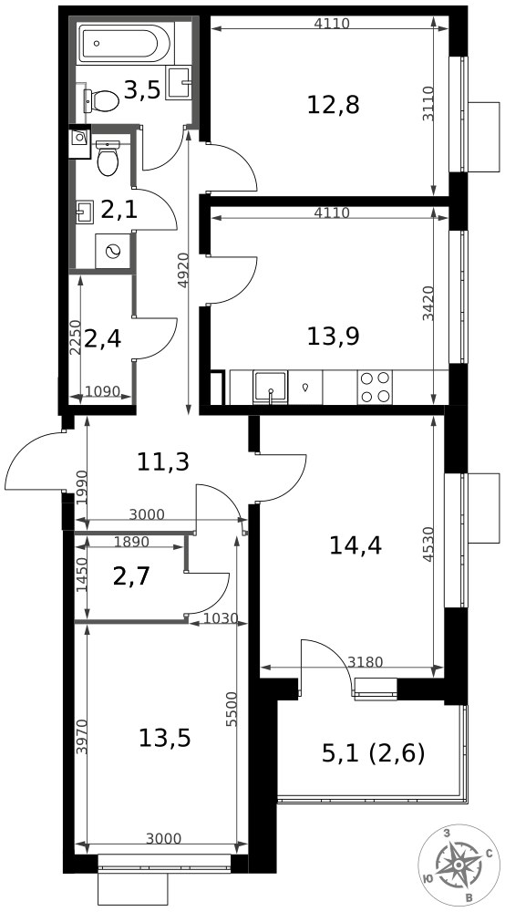 Планировка 79.2 м²