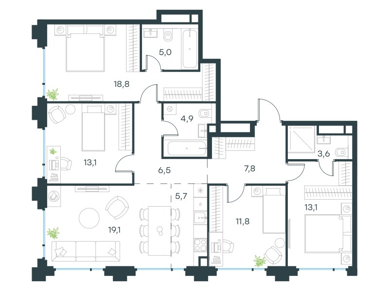 Планировка 109.4 м²