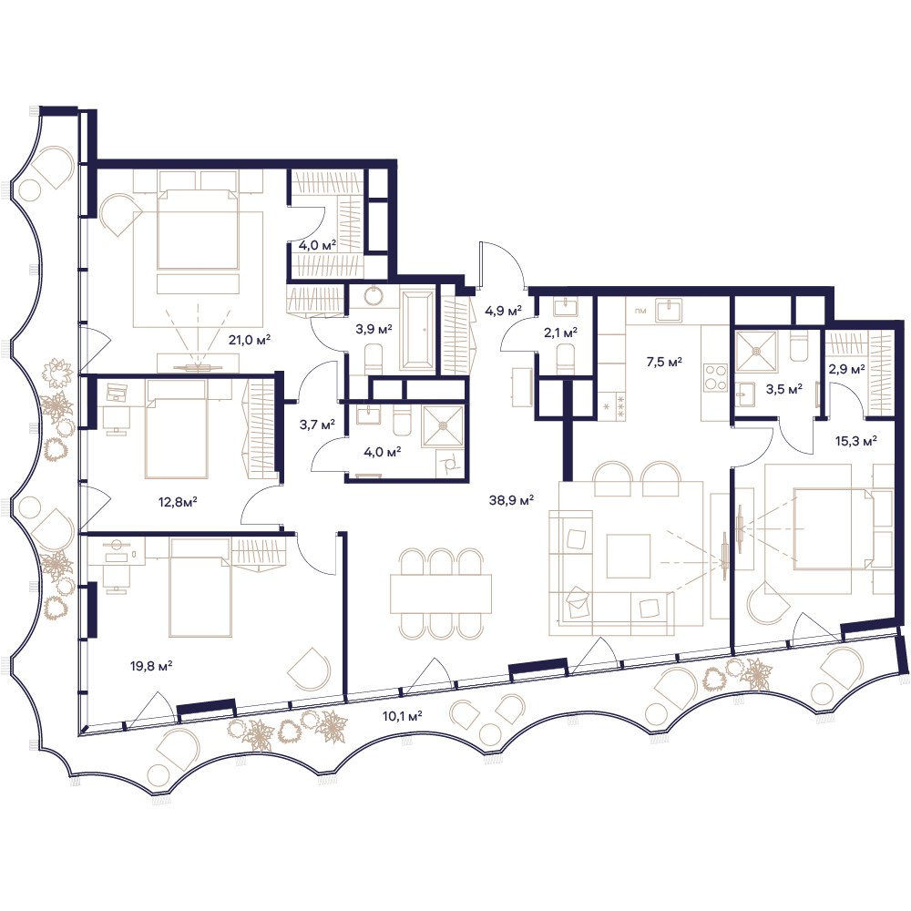 Планировка 154.4 м²