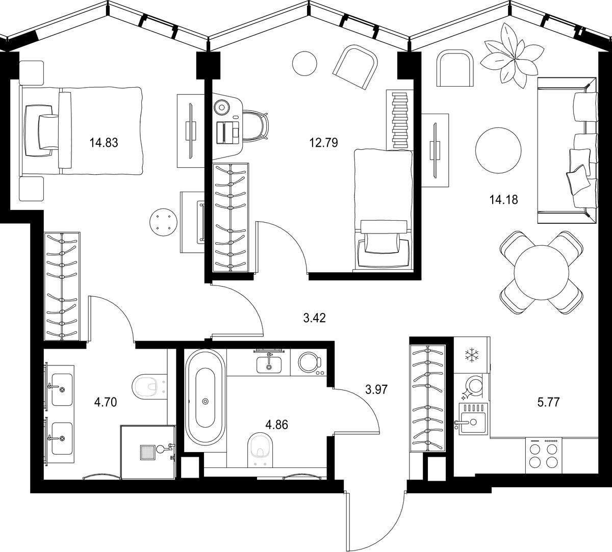 Планировка 64.52 м²