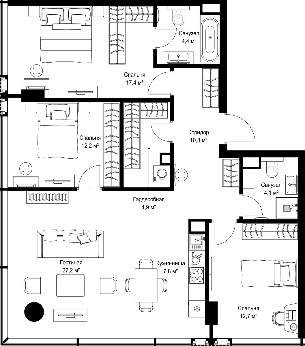 Планировка 101.0 м²