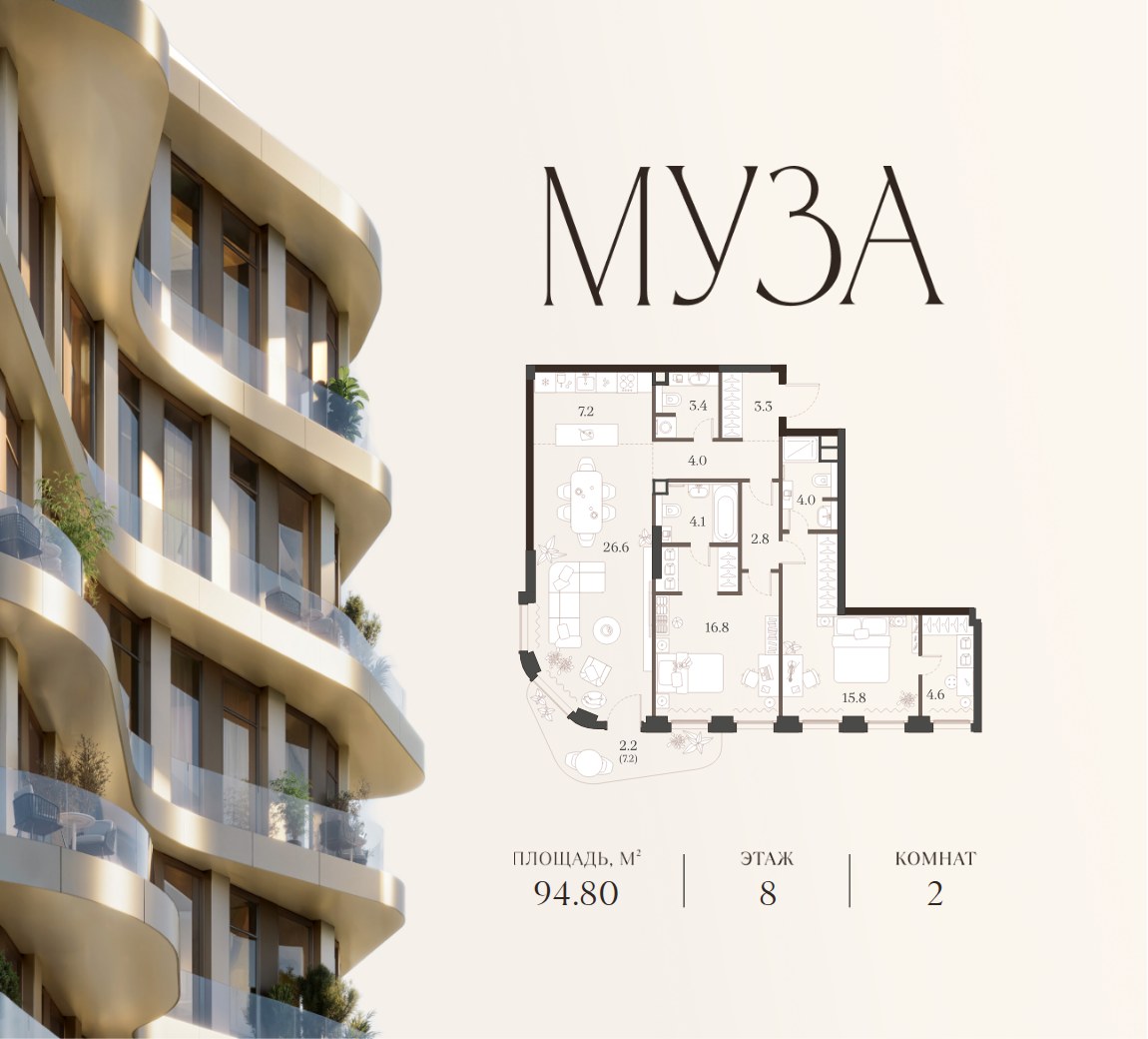 Планировка 94.8 м²