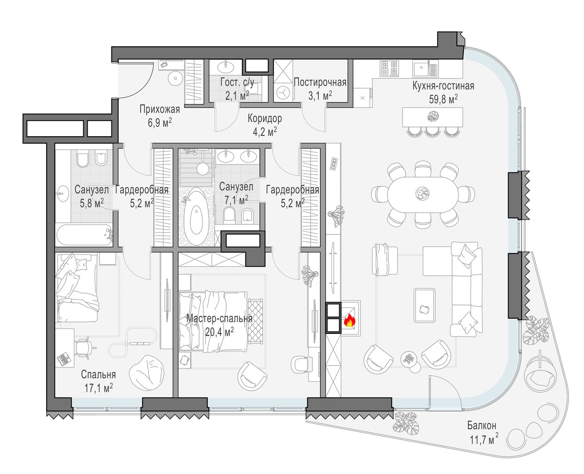 Планировка 140.3 м²