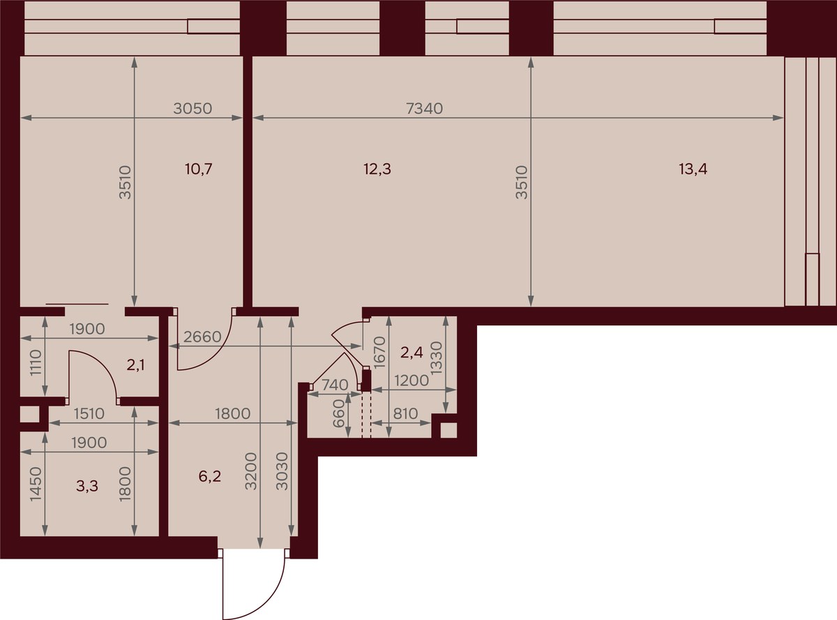 Планировка: 1-комнатная, 49.9 м²