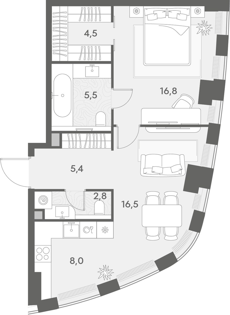 Планировка 59.5 м²