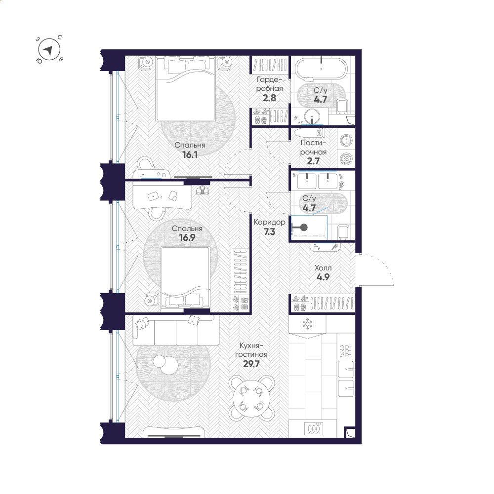 Планировка 89.8 м²