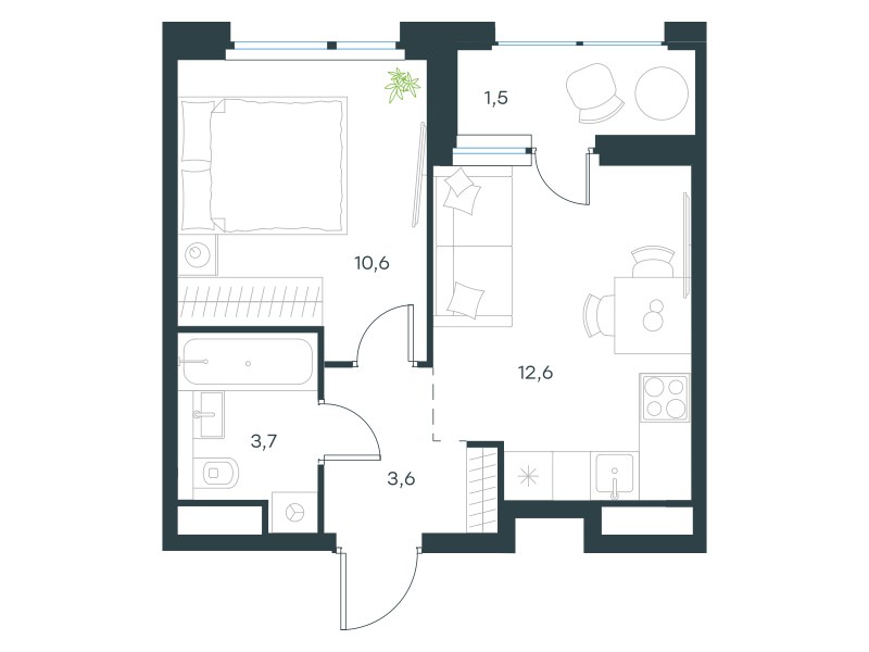 Планировка 32.0 м²