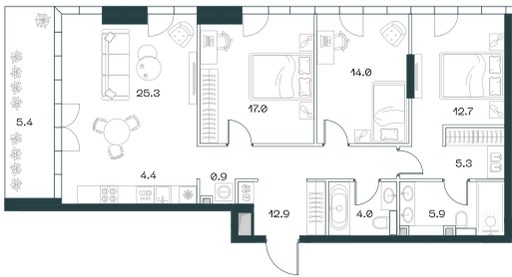 Планировка 107.8 м²