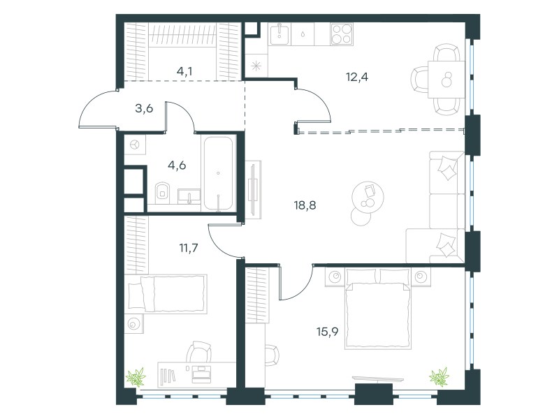 Планировка 71.0 м²
