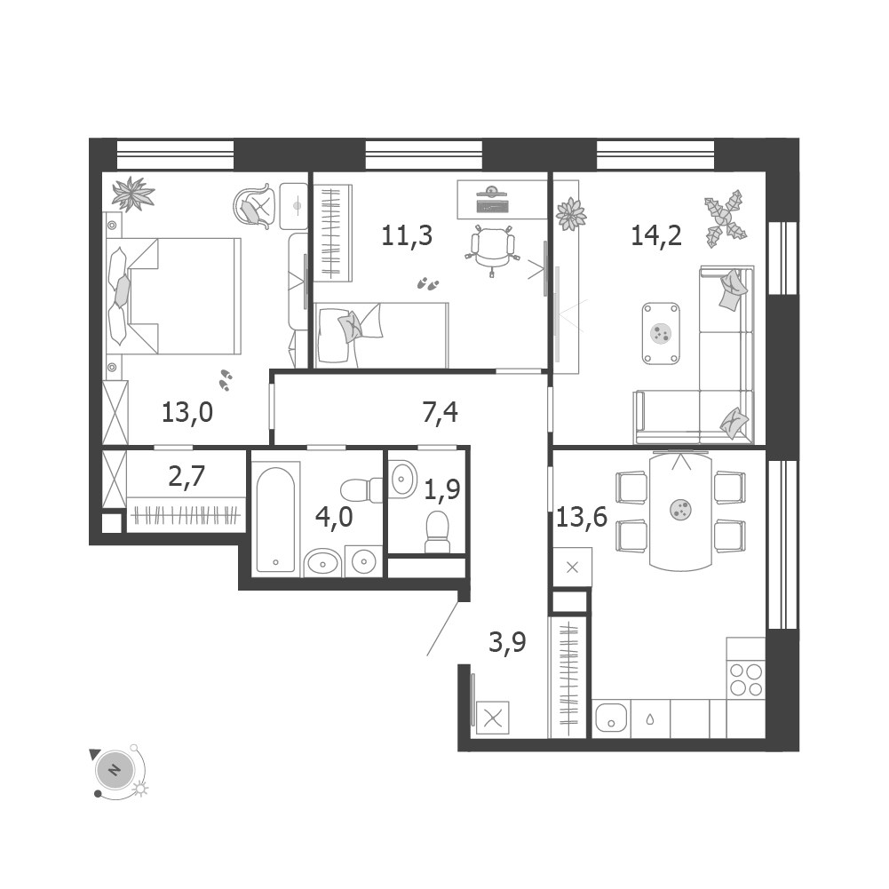 Планировка 72.0 м²