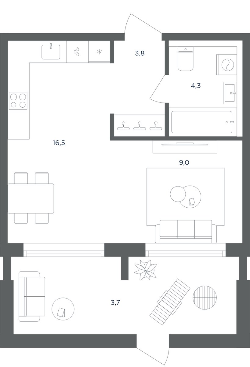 Планировка 37.3 м²