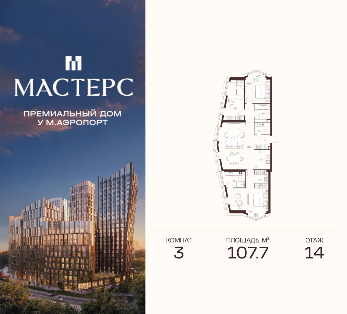 Планировка 107.7 м²