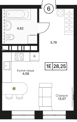 Планировка 28.25 м²