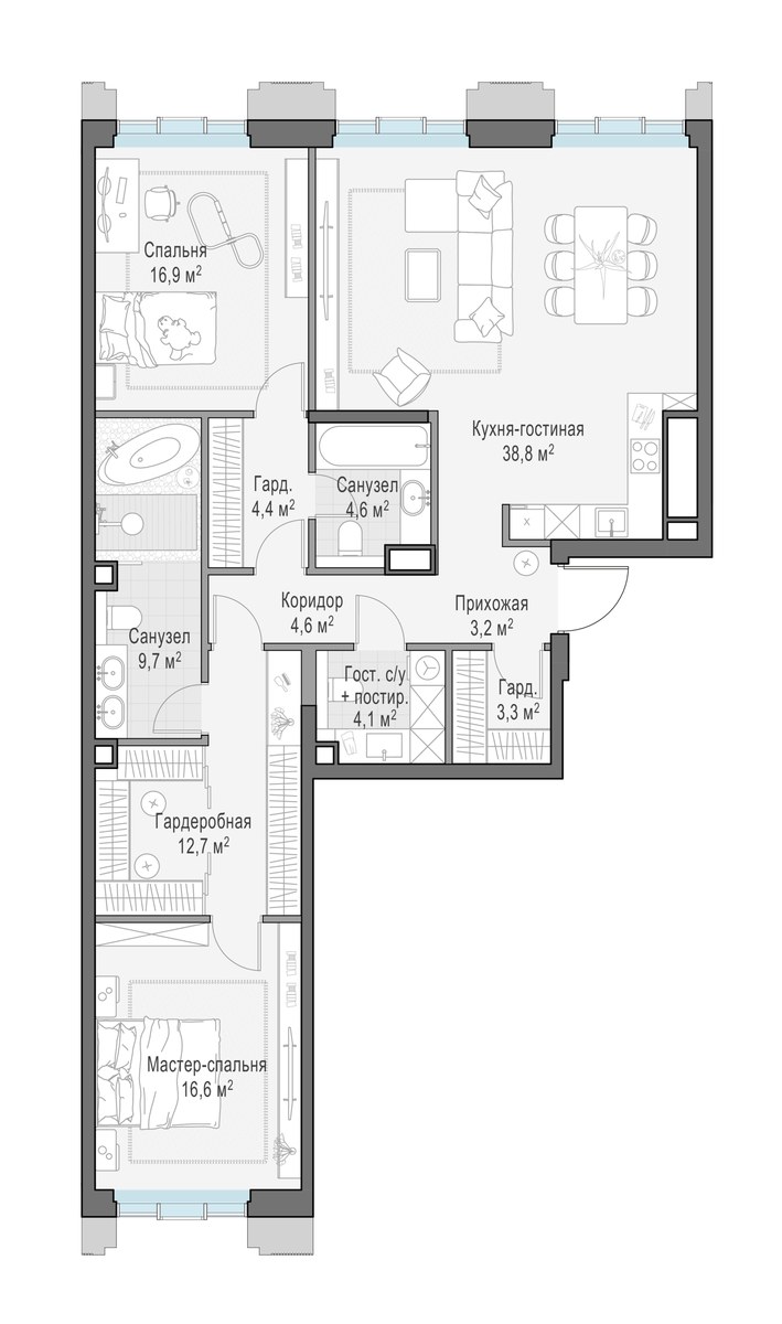 Планировка 118.8 м²