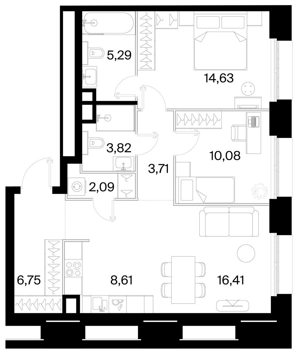 Планировка 71.39 м²