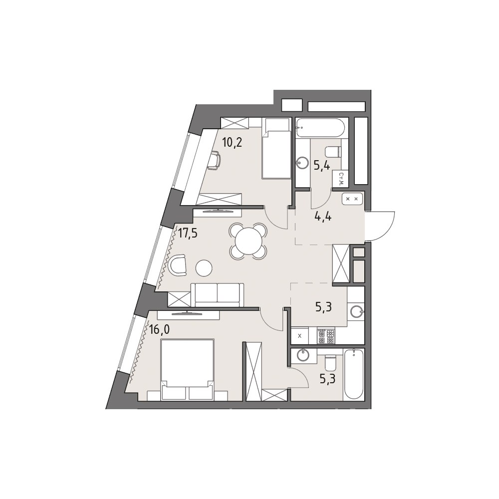 Планировка 64.2 м²