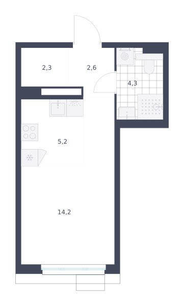 Планировка 28.6 м²
