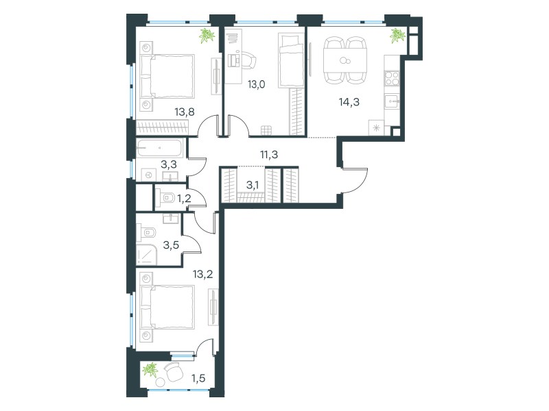 Планировка 78.2 м²