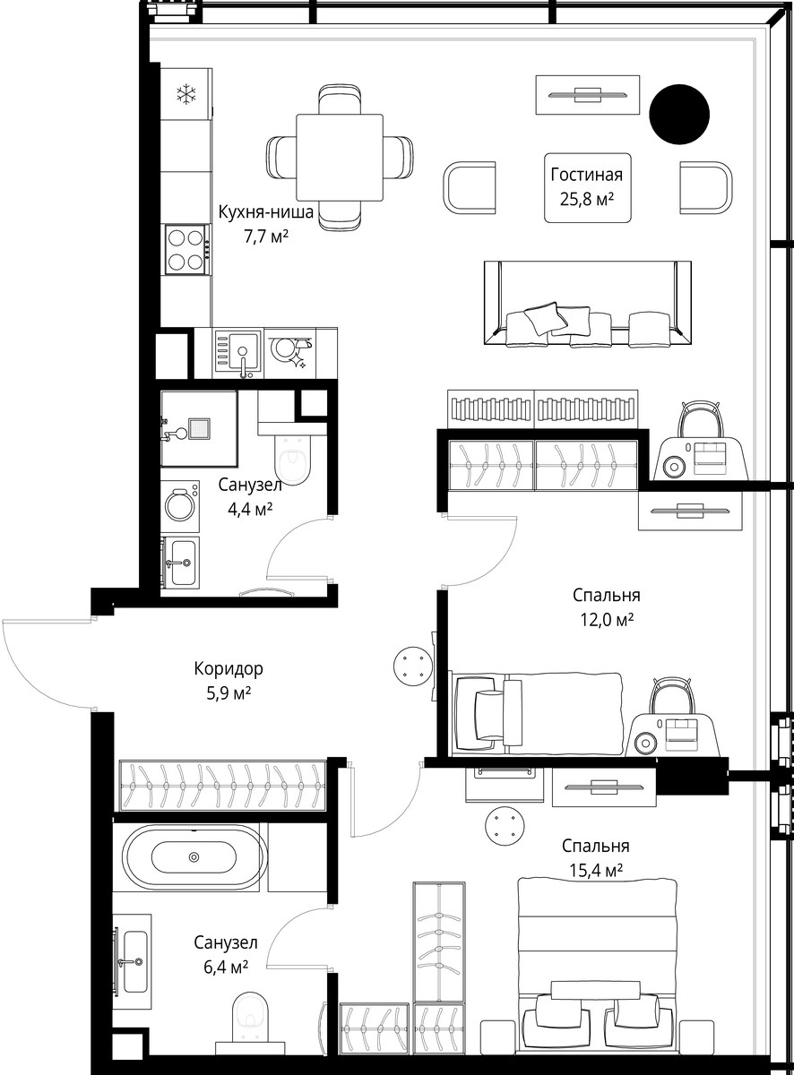 Планировка 77.6 м²
