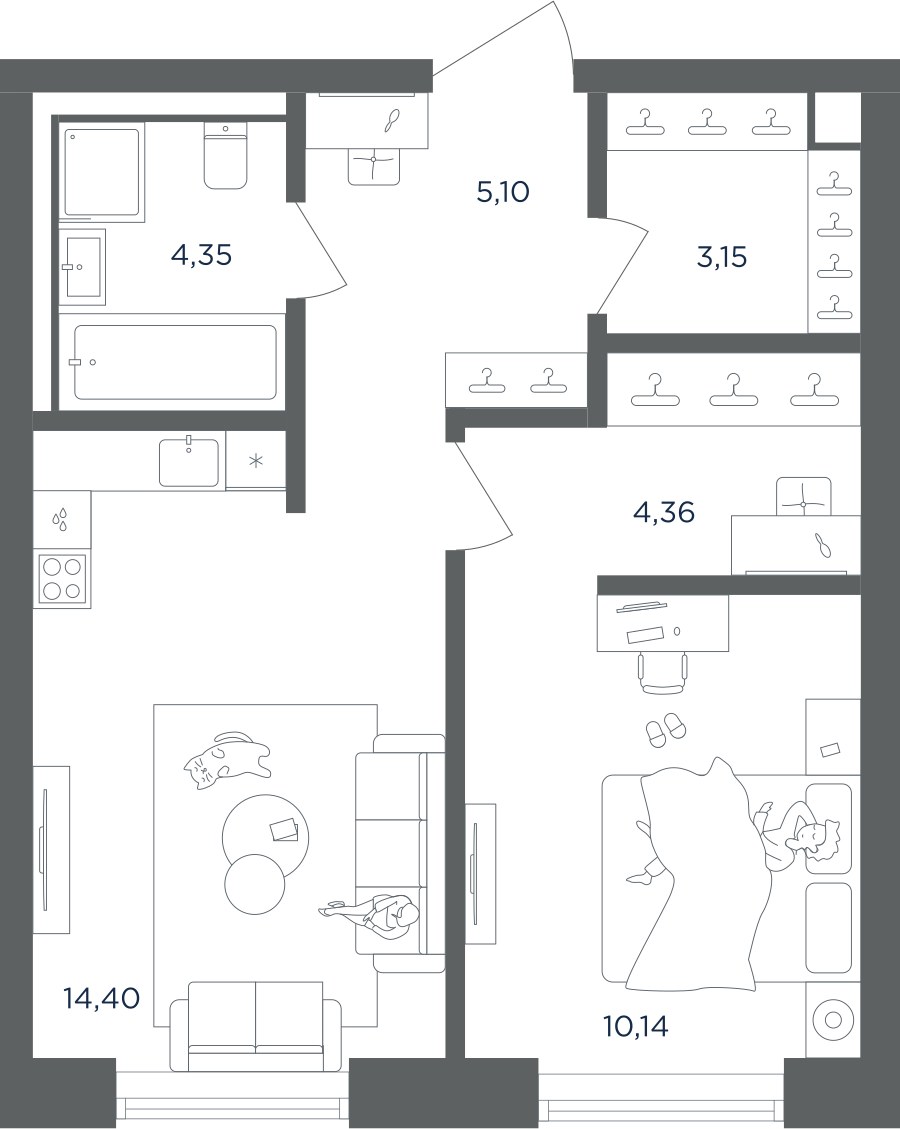 Планировка 41.5 м²