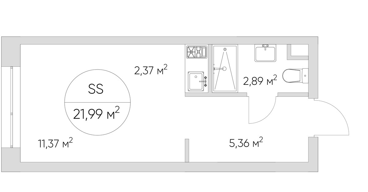 Планировка 21.9 м²