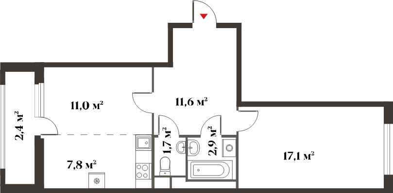 Планировка 52.0 м²