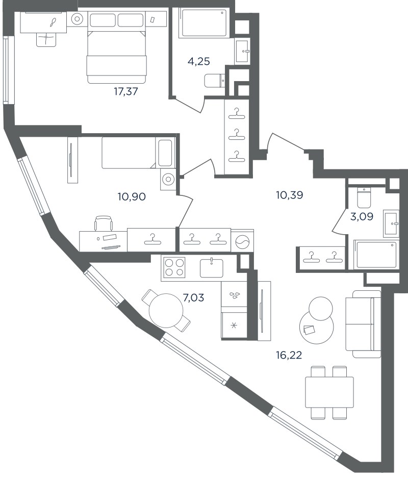 Планировка 69.25 м²