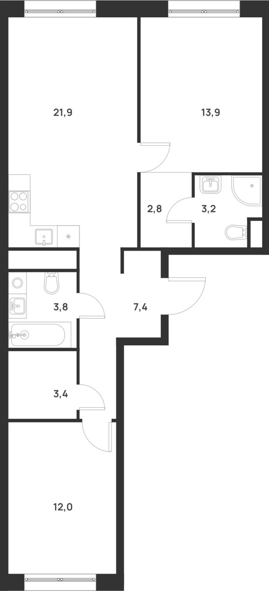 Планировка 68.4 м²