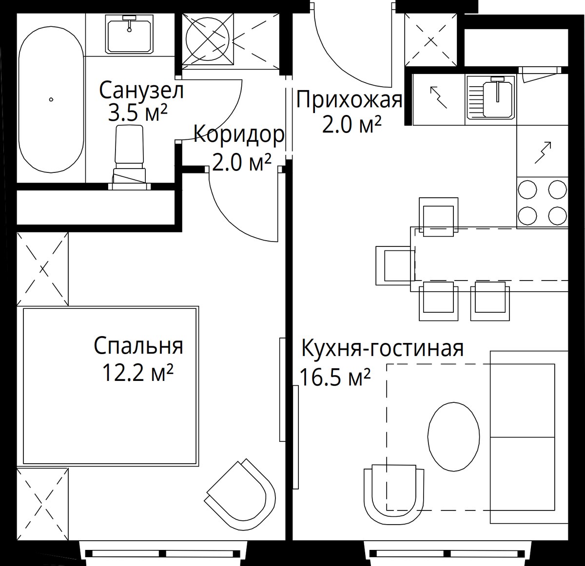 Планировка 36.2 м²