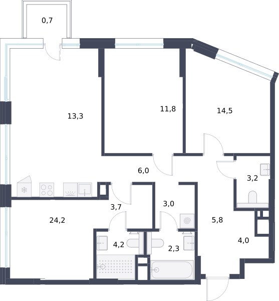 Планировка 96.7 м²