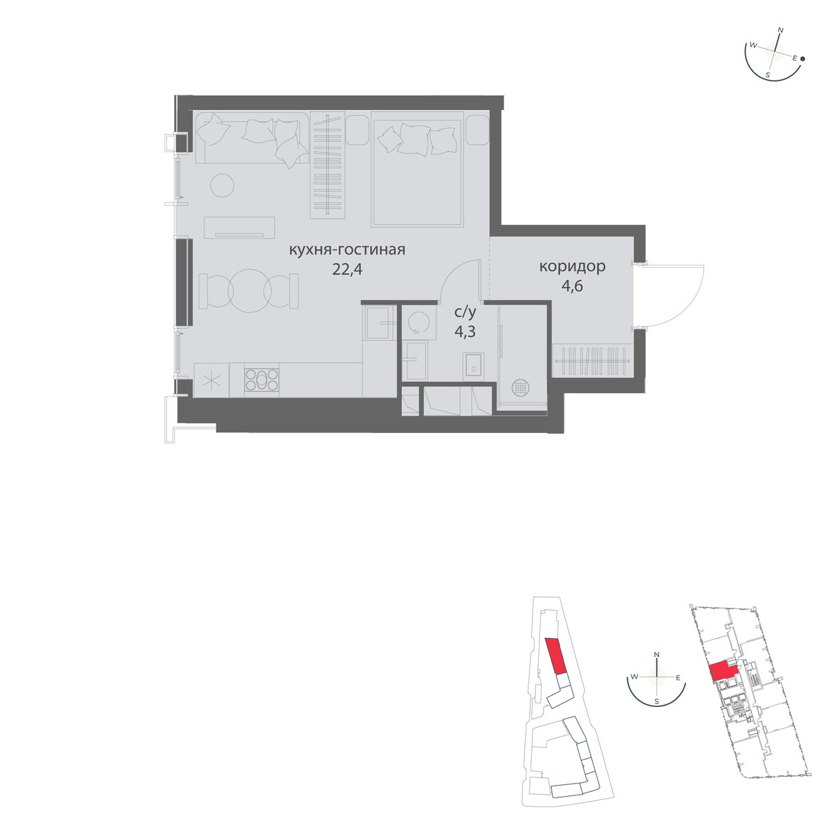 Планировка 31.3 м²